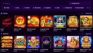 Lobby FastOne Casino s přehledem oblíbených a nových her